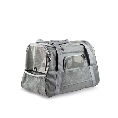 bolsa transportadora de mascotas color gris